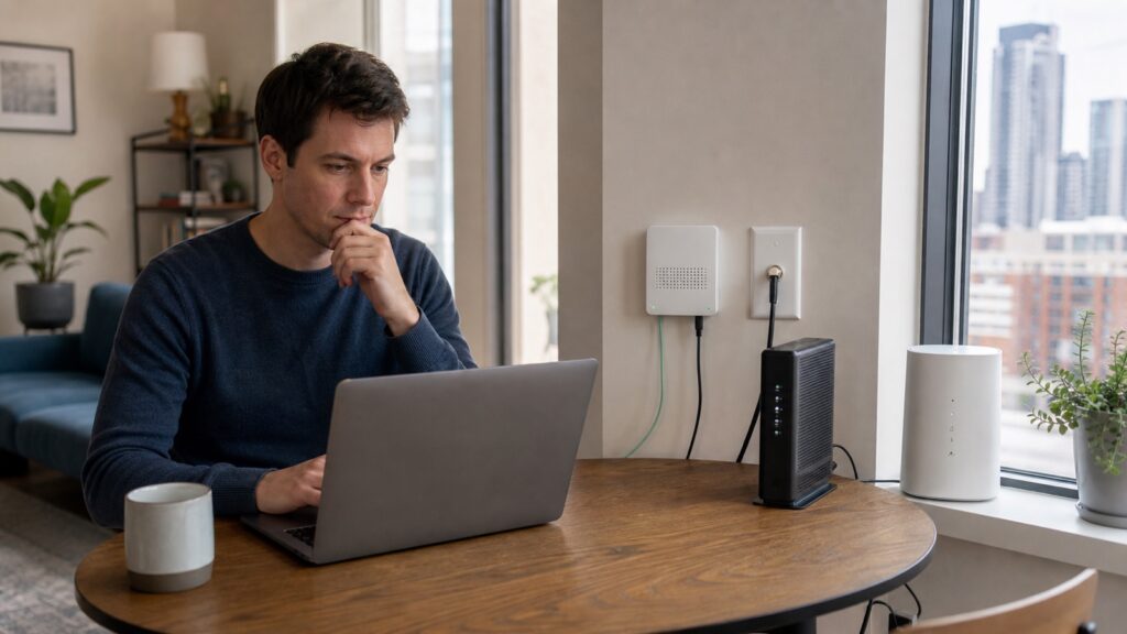 Small household compares a gigabit internet plan with a home WiFi router
